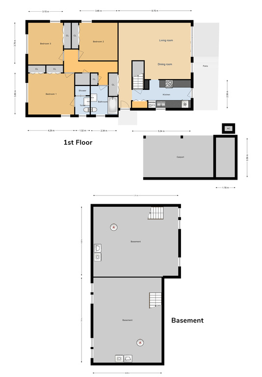 JNCO 3 Bed/ 1.75 Bath Duplex, 1246 sq ft
