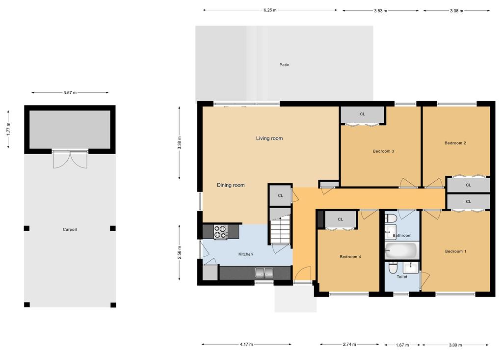 JNCO 4 Bed/ 1.75 Bath Single Family Unit, 1247 sq ft