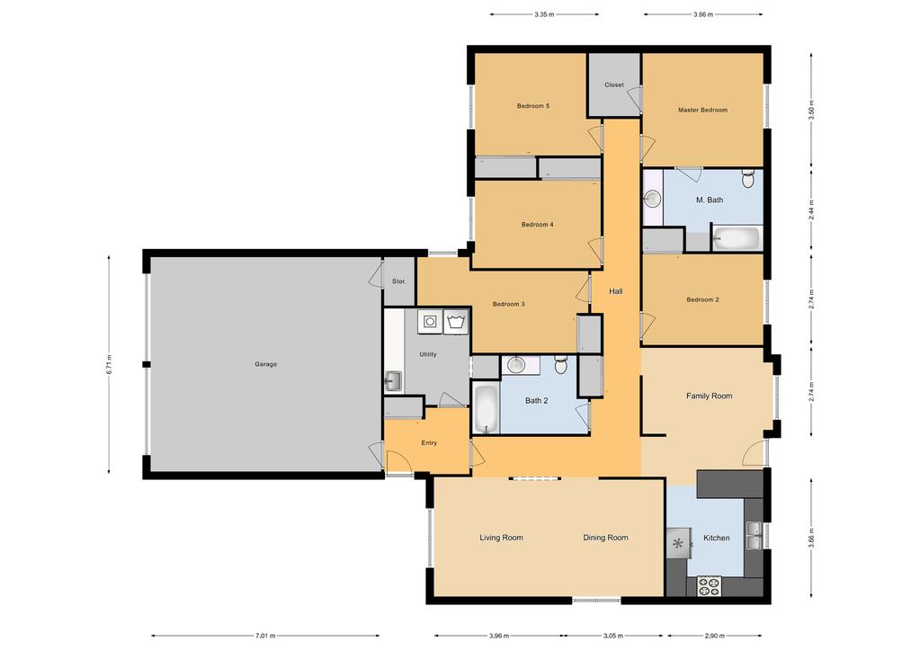 FGO 5 Bed / 2 Bath Multiplex Unit, 1585 sq ft