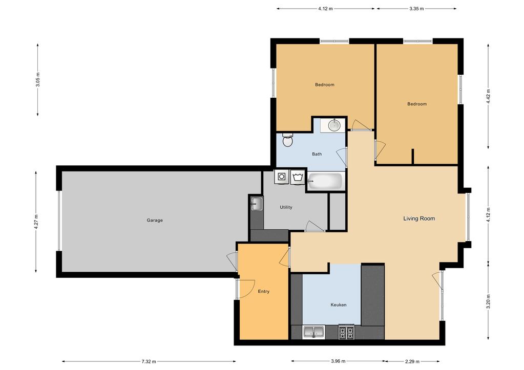 JNCO 2 Bed/ 1 Bath Multiplex Unit, 898 sq ft