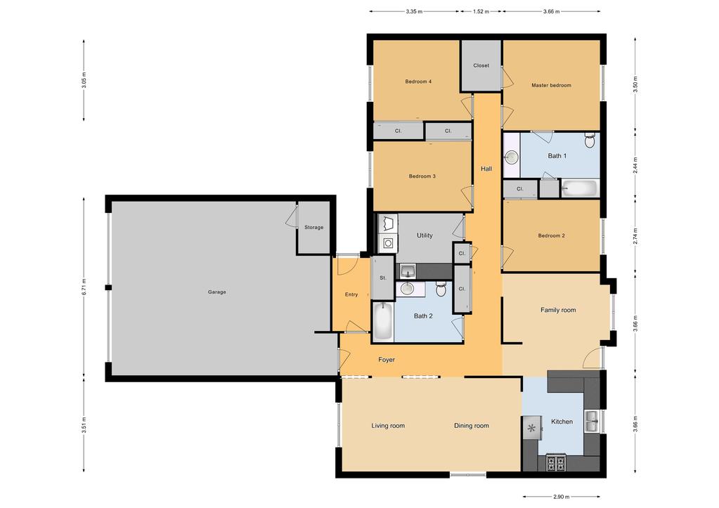 SNCO 4 Bed/ 2 Bath Multiplex Unit, 1420 sq ft