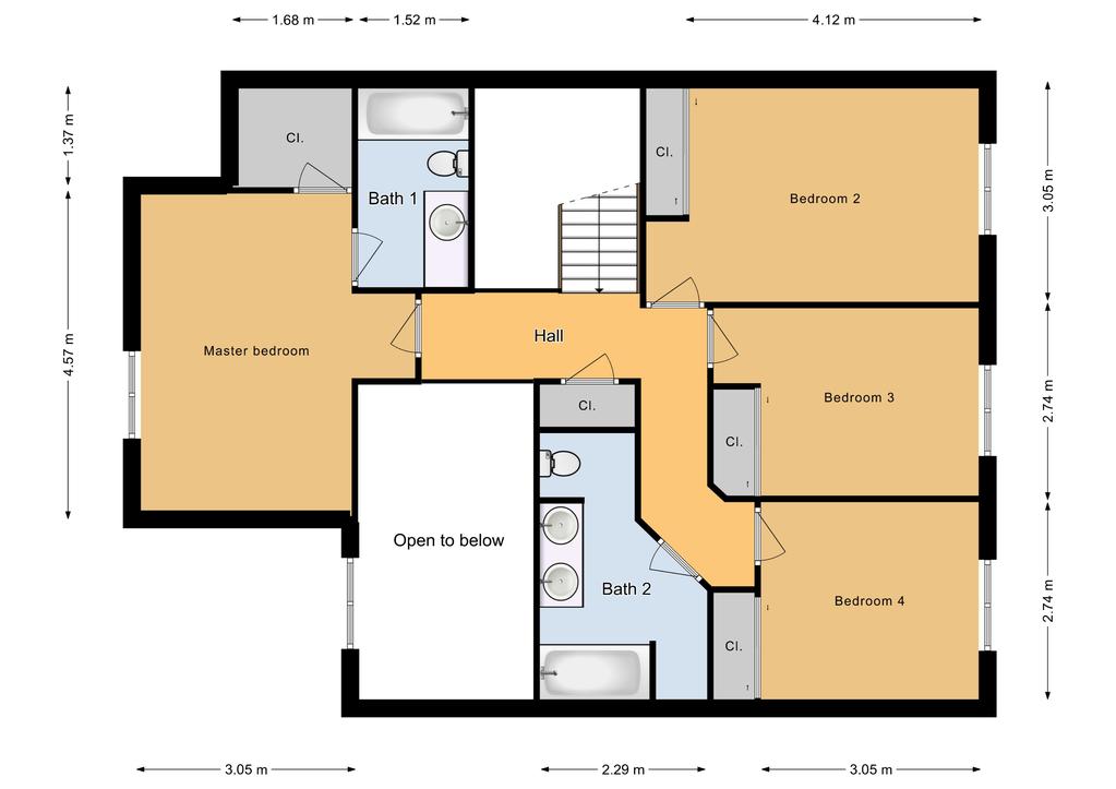 SNCO 4 Bed/ 2 Bath Multiplex Unit, 1585 sq ft