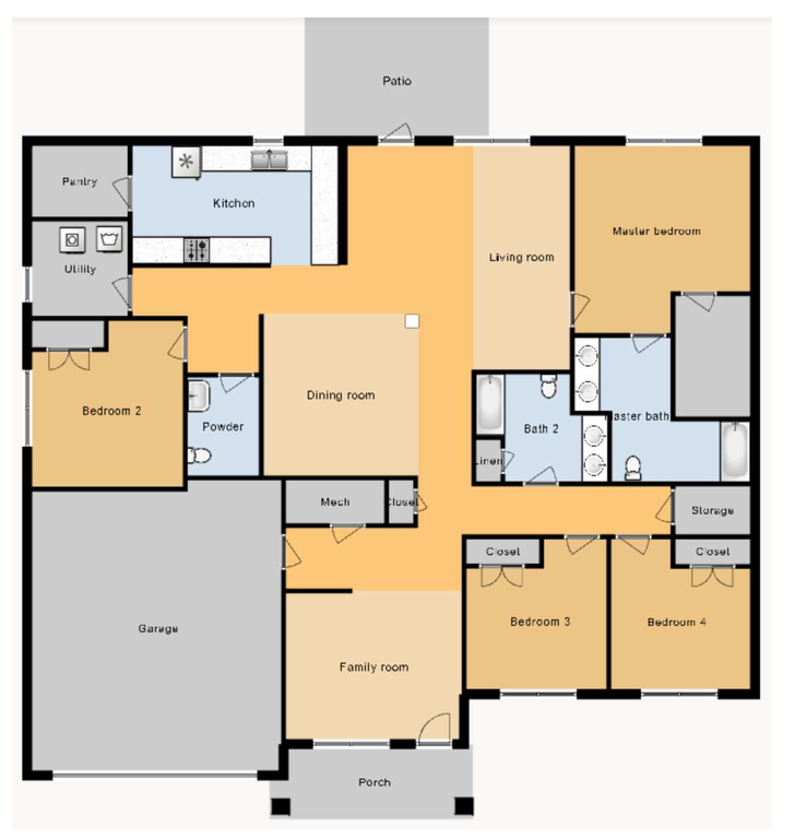 FGO 4 Bed / 2.5 Bath ADA Unit, 2381 sq ft.
