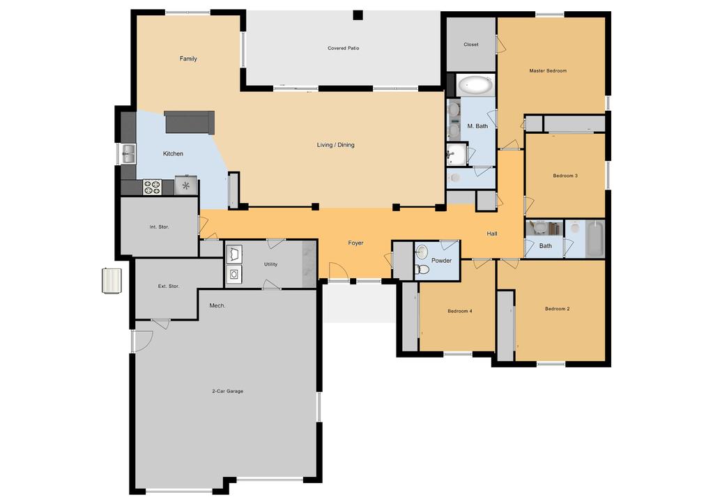 FGO 4 Bed / 2.5 Bath Single Family Unit, 2344 sq ft.
