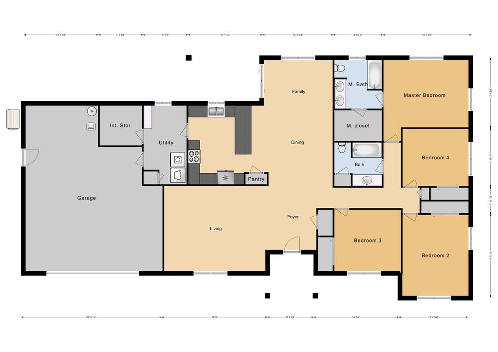 FGO 4 Bed / 2 Bath Single Family Unit, 2064 sq ft.