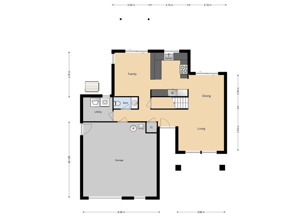 JNCO 3 Bed/ 2.5 Bath Single Family Unit, 1234 sq ft