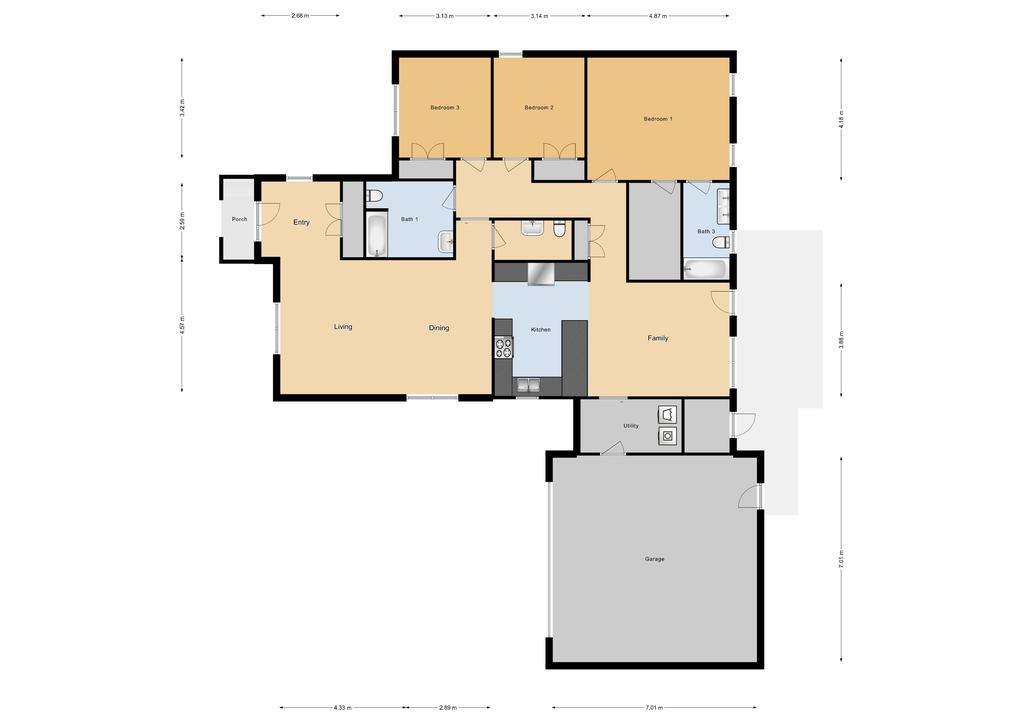 CGO 3 Bed/2.5 Bath Single Family Unit, 1839 sq ft.