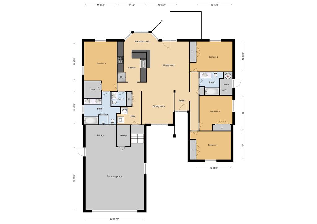 E9 Chief 4 Bed/2.5 Bath Single Family Unit, 2343 sq ft.