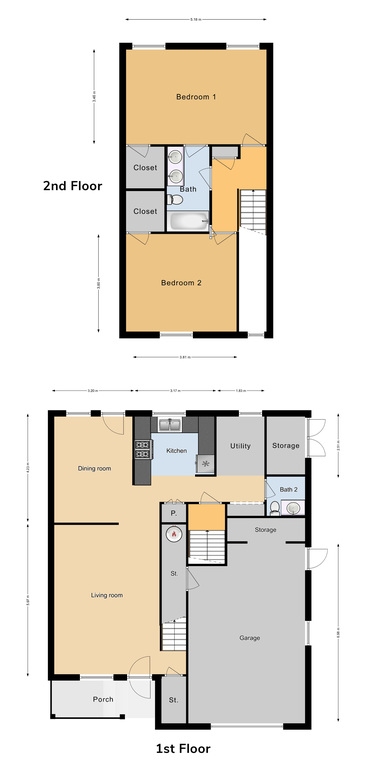 JNCO 2 Bed/1.5 Bath Duplex, 1199 sq ft.