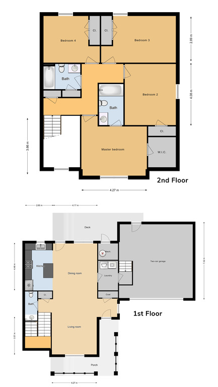 JNCO 4 Bed/2.5 Bath Duplex, 1715 sq ft.