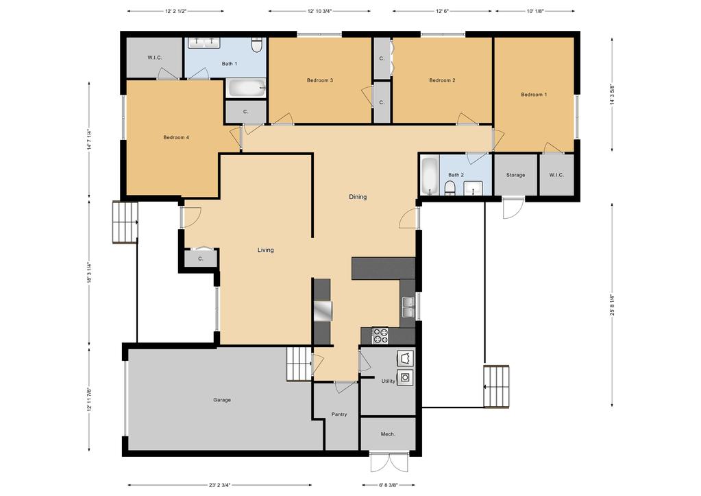 SNCO 4 Bed/2 Bath Single Family Unit, 1671 sq ft