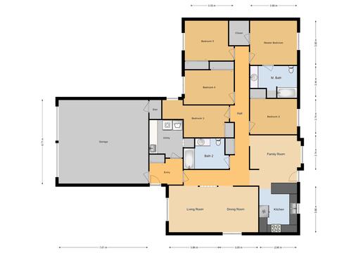 FGO 5 Bed / 2 Bath Multiplex Unit, 1585 sq ft