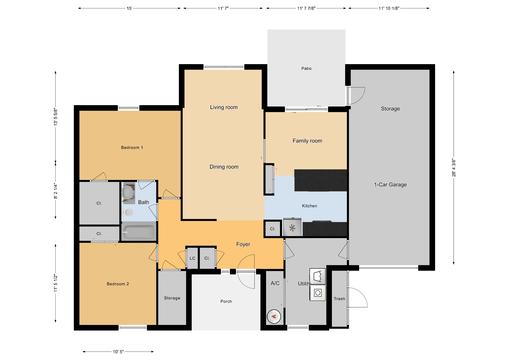 JNCO 2 Bed/1 Bath Duplex, 1016 sq ft.