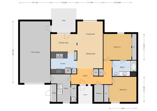 JNCO 2 Bed/1 Bath Duplex, 1056 sq ft.