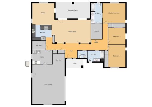FGO 3 Bed / 2.5 Bath Single Family Unit, 2031 sq ft.