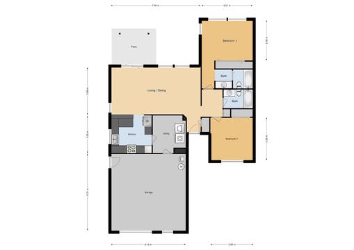 JNCO 2 Bed/2 Bath Duplex, 950 sq ft.