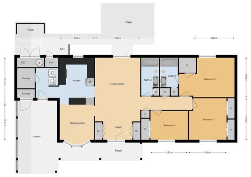 JNCO 3 Bed/2.5 Bath Duplex, 1286 sq ft.