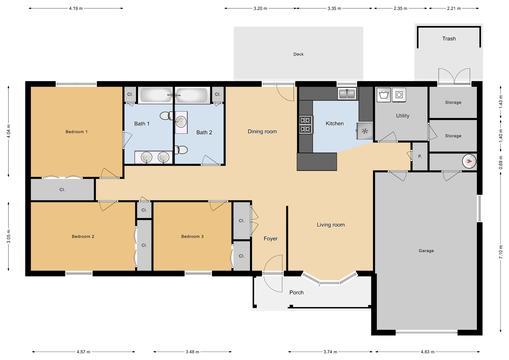JNCO 3 Bed/2 Bath Duplex, 1535 sq ft.